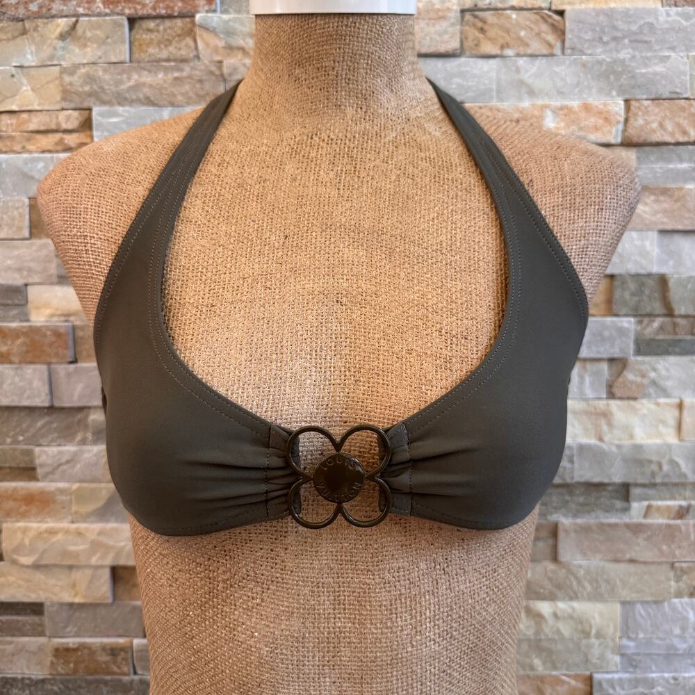 Louis Vuitton Olive Green Floral Charm Bikini Bathing Swim Suit Size 36 US 4 - Picture 2 of 15